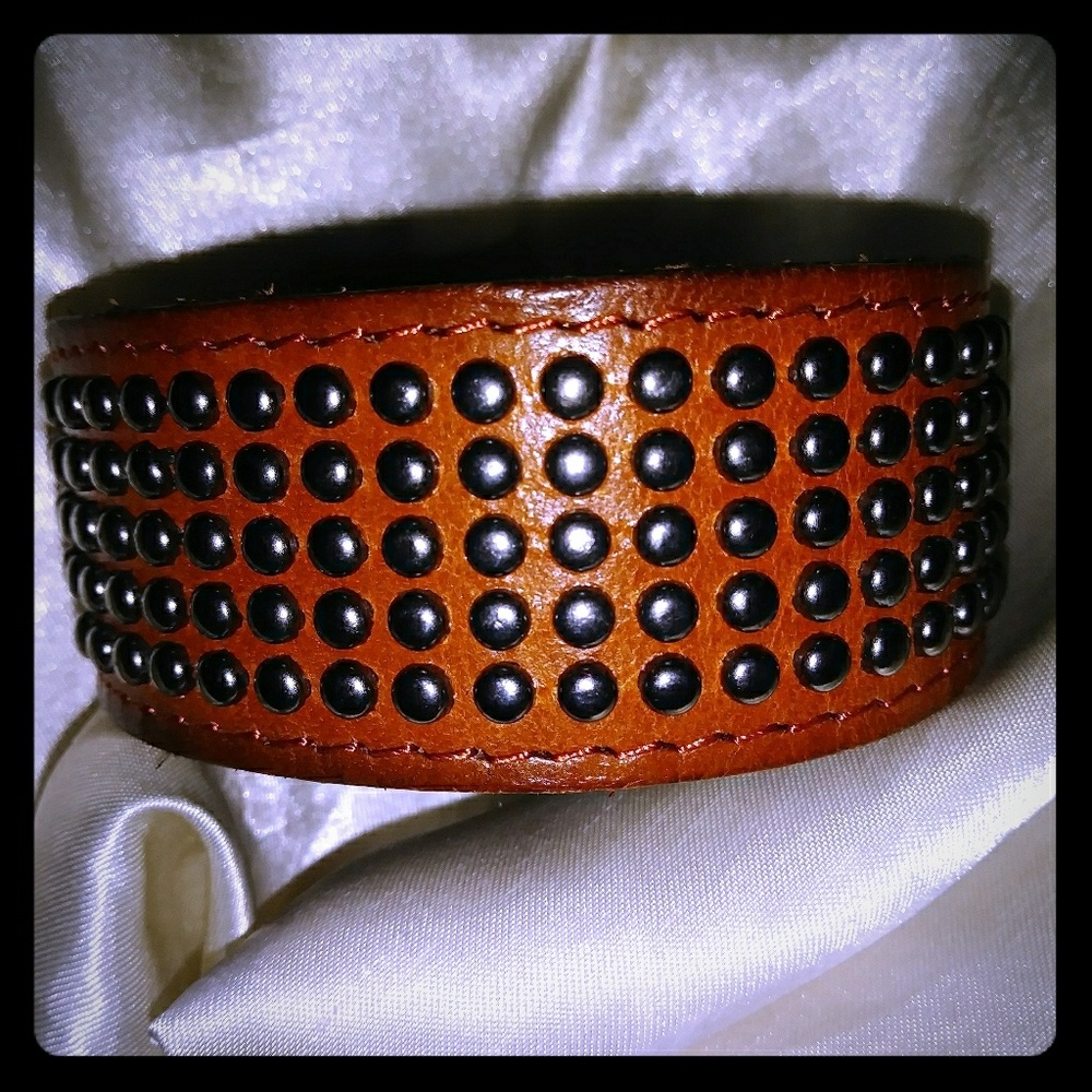 Genuine Leather Studded wristlet